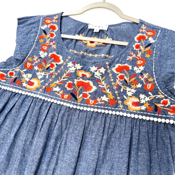 THML Florence Embroidered Yoke Shift Dress – Size M – 🌼🧺🌿🌻🌺🍂 - Picture 6 of 13
